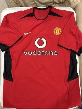 2002-04 Manchester United Nike Home Jersey David Beckham #7 Men’s Large (Red)